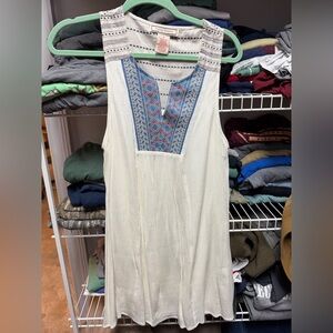 Flying Tomato Cream and Blue Embroidered Tunic